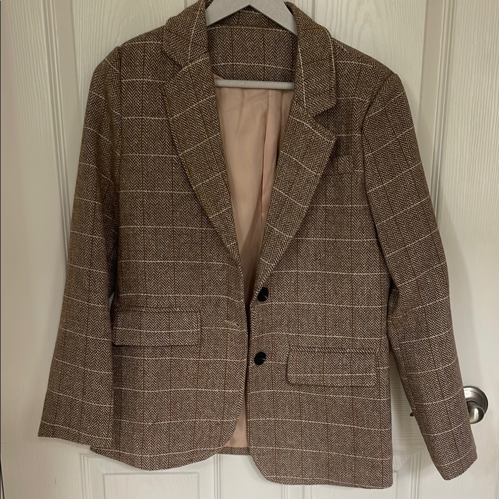 Brown Plaid Women's Blazer